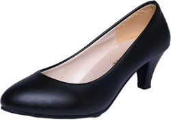 Rotosw Women's Casual Dressy Pumps Closed Toe Low Heels Work Pumps Shoes Black 5.5