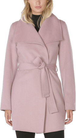 Tahari Women's Lightweight Wool Wrap Coat with Tie Belt