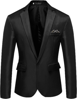 XIAOFFENN Light Jackets For Men, Men's Prom Sports Coat Slim Fit Single Breasted Formal Dress Suit Jacket Blazers Black Large