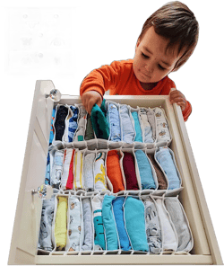 Drawer Organizer Baby Clothes, Drawer Dividers Organizers Clothes Storage Box for Baby Onesie, Underwear, Socks, Shirts, Accordion Drawer Organizer, Breathable Fabric (Set of 3)