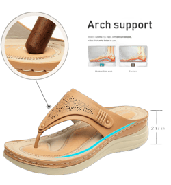 Pmoiste Women's Flip Flops Summer Platform Sandals Comfortable Arch Support T-strap Casual Wedge Shoes Beige 10