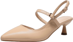 DADAWEN Women's Closed Pointed Toe Low Heels Slingback Pumps Kitten Heels Stylish Nude Wedding Party Prom Dress Shoes 5 US