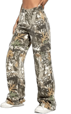 Generic Camo Pants Women High Waist Baggy Wide Leg Camouflage Army Fatigue Jean Trousers Slim Fit Pockets Joggers Sweatpants