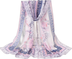 GZWYHT Silk Scarf,Scarves for Women Lightweight Fashion Women Flowers Printing Long Soft Wrap Scarf Shawl Scarf Neck Scarf,Clearance,Womens Scarves B
