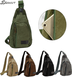 Spencer Canvas Sling Bag Small Crossbody Backpack Casual Shoulder Chest Daypack for for Men Women Cycling Hiking Travel - 11.02"*7.09"*1.97" (Black)