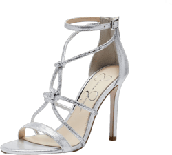 Jessica Simpson Josy Sandals Women Stiletto Strappy Heeled Formal Pumps Dress (Silver, 10)