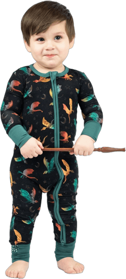 Dreamy Dragon Bamboo Zip-Up Baby Pajamas – Soft One-Piece for Babies & Toddlers, Dual Zipper, Fold-Over Feet, Organic and Hypoallergenic PJs