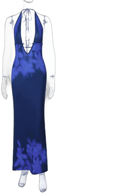 Mozision Floral Print Backless Maxi Dress For Women