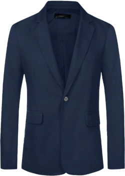 Lars Amadeus Men's One Button Notched Lapel Solid Color Business Blazer Navy Blue Small