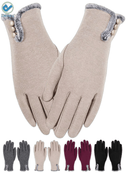 Deago 2 Pairs Women's Winter Warm Touch Screen Gloves Windproof Wool Fleece Lined Touchscreen Texting Mittens for Women (Khaki)
