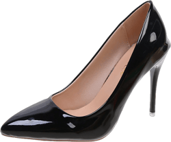 Sexlip Women's Pointed Toe High Heels Patent Leather Pumps Dress Shoes Office Shoes Fashion Oversized Shoes Black 36
