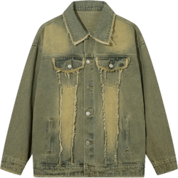 Men Denim Jacket Washed Distressed Denim Jacket Men's Spring and Autumn Casual Jacket Coat