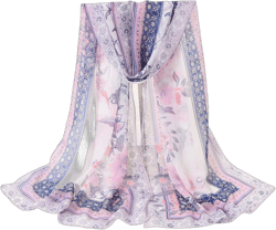 GZWYHT Silk Scarf,Scarves for Women Lightweight Fashion Women Flowers Printing Long Soft Wrap Scarf Shawl Scarf Neck Scarf,Clearance,Womens Scarves B