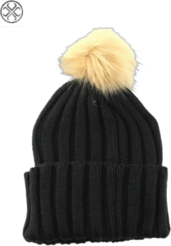 Luxtrada Soft Women Girls Kids Bady Braided Pom Pom Knit Fur Hat Beanie Hat Knit Ski Ball Cap Crochet Winter Warm Hat Stretch Cable Ski Cap (Black,Adult)