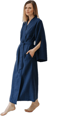 Women's Oversized Linen Kimono Robe with Pockets