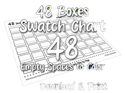 48 Swatch Blank Color Chart Printable Page | DIY Color Chart | Download and Print at Home | Digital PDF | US Letter & A4 Size Paper