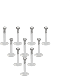 16G Flexible Acrylic Labret Monroe Lip Ring with Clear CZ