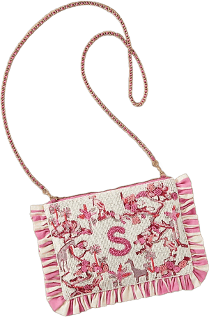 Anthropologie Beaded Monogram Clutch