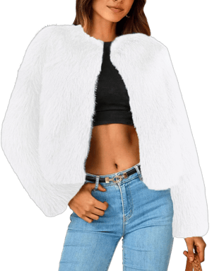 Simplee Women's Cropped Furry Jacket