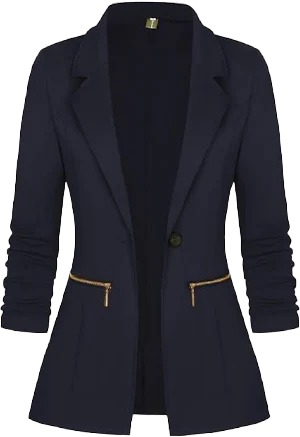 Women's Open Front Long Sleeve Blazer Jacket with Pockets