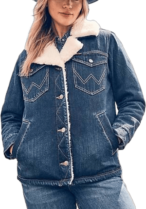Wrangler Women's Dark Wash Sherpa Lined Denim Jacket