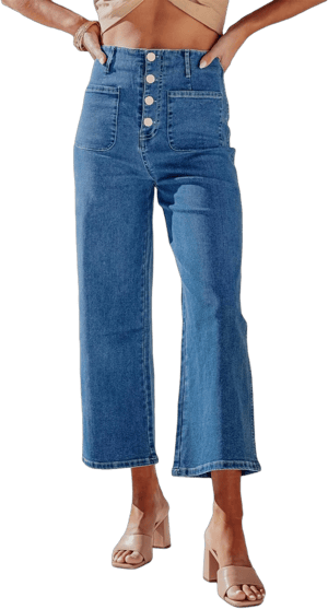 Sidefeel Women's High-Waisted Stretchy Wide Leg Jeans