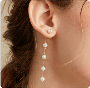 14K Gold Adjustable Pearl Drop Earrings