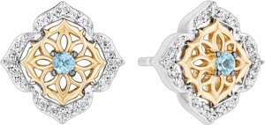Disney Jasmine Inspired Sterling Silver and 10K Yellow Gold Diamond & Swiss Blue Topaz Earrings