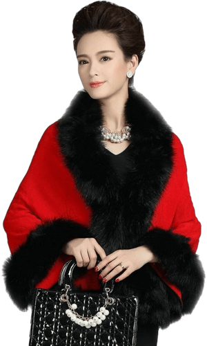ELFJOY Women's Cashmere Wool Faux Fur Shawl