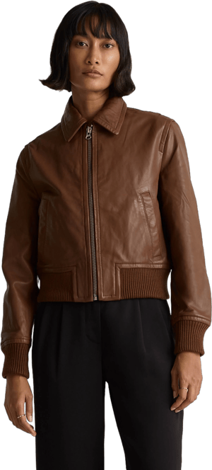 Quince Women's Leather Bomber Jacket