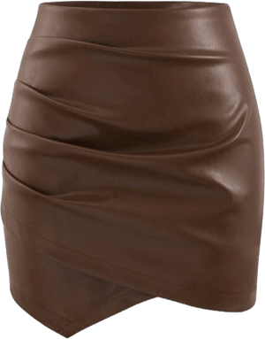 Micas Women's Asymmetrical Ruched PU Faux Leather Mini Skirt