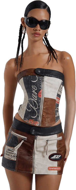 Jaded London Women's Daytona Faux Leather Corset Top