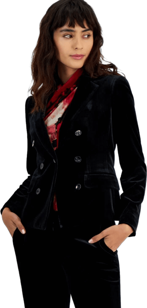 Bar III Women's Velvet One-Button Blazer