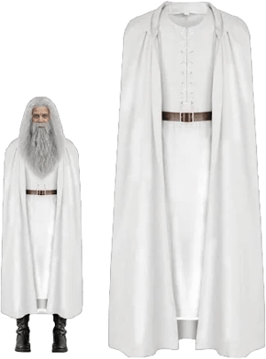 Oumelfs The White Costume Hooded Robe Cloak Cosplay Wizard Outfit Full Set Halloween Cape