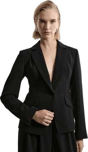 Karen Millen Women's Tailored Crepe Single Breasted Blazer Jacket