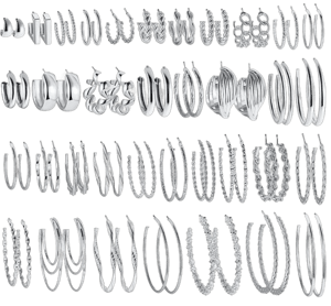Seaer 36 Pairs Chunky Gold Hoop Earrings