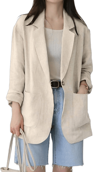 Women's Casual Linen Long Sleeve Blazer