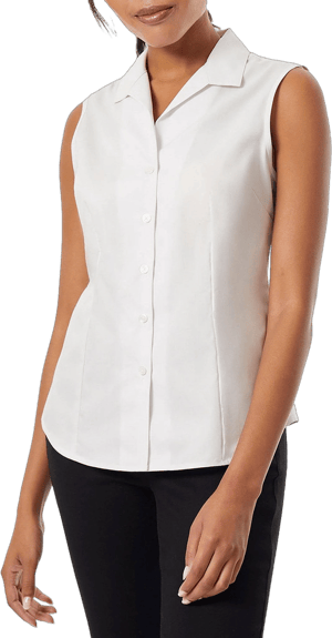 Jones New York Sleeveless Button Front Collared Blouse