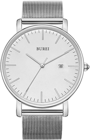 Burei Minimalist Analog Quartz Watch with Mesh Band