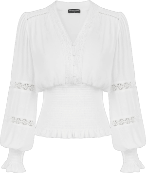 Scarlet Darkness Women's Renaissance Lace Smocked Peasant Blouse