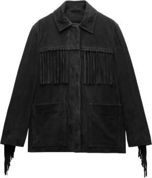 Zara Women's Fringed Suede Leather Jacket