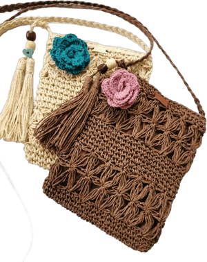 Women's Woven Straw Hollow Crossbody Bag