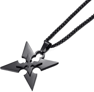 AkinaWay Stainless Steel Ninja Shuriken Throwing Star Necklace