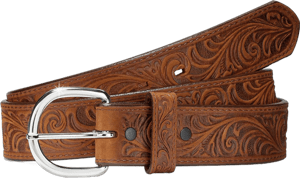 Justin Western Scroll Tooled Leather Belt