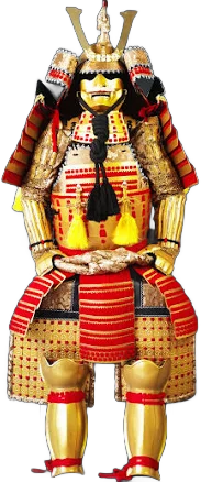 Maeda Toshiie Gold Samurai Armor Oyoroi Style Dragon Maedate Golden Scales With Red Cords on Sode & Haidate Full Armor Set