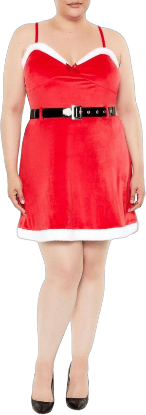 Forever 21 Plus Women's Belted Santa Mini Dress