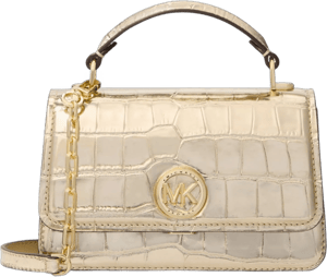 MICHAEL KORS Women's Delancey Croc-Embossed Metallic Leather Crossbody Bag