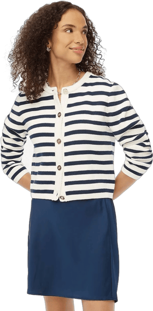 J.Crew Women's Striped Cotton Cardigan Sweater