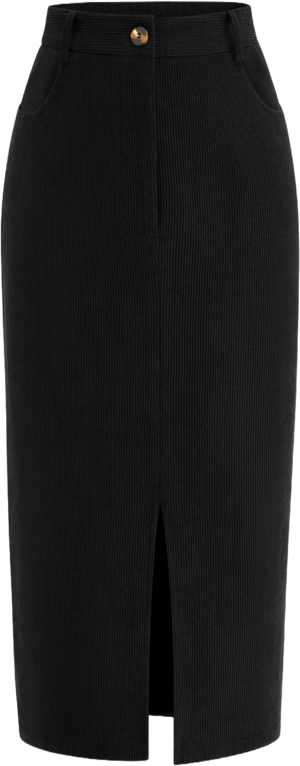 PRETTYGARDEN Women's Dressy Casual High-Waisted Corduroy Midi Pencil