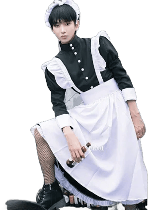 Men Maid Dress Ruffle Long Sleeve Waitress Cosplay Lolita Halloween